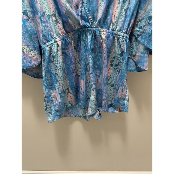 ASOS Design Shorts Romper Flutter Sleeve Pink Blue Size 10 - Picture 2 of 7